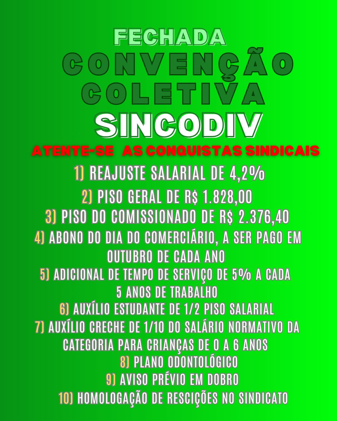 Fechada Convenção Coletiva SINCODIV